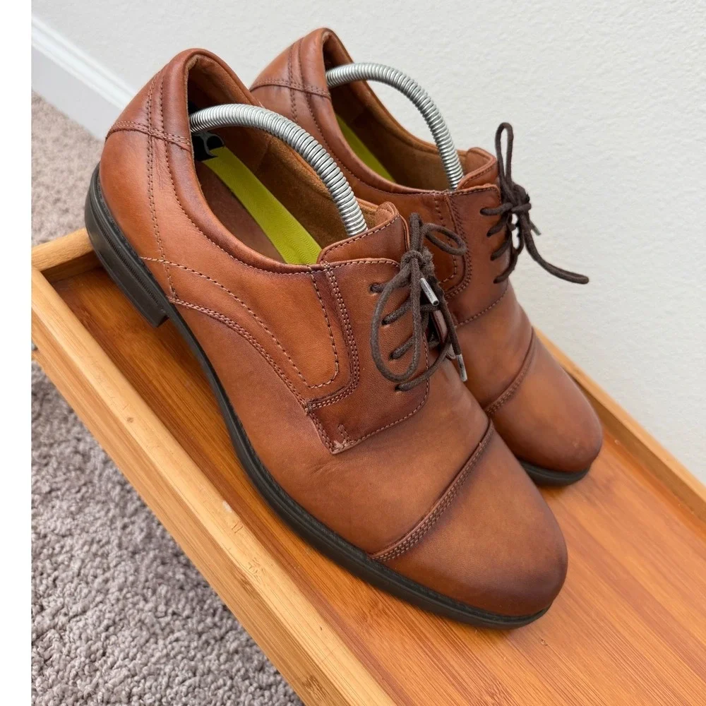 Florsheim Mens 11578-221 Cognac Brown Leather Cap Toe Comfortech Derby Shoes 11D